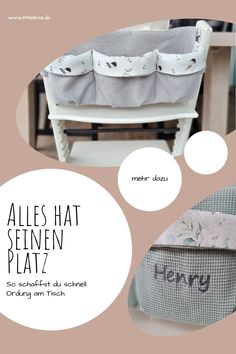 an advertisement for a baby crib with the words, alles hat seven platz