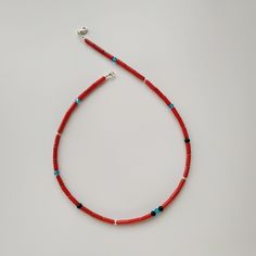 < Red Coral Necklace with blue and black beads > Unisex Jewelry! The furniture made from metal. > Necklace lenght - 39 cm (15,3 in) > Necklace weight - 10 grams Handmade Red Coral Beaded Necklace As Gift, Orange Red Coral Beaded Necklace For Gift, Red Heishi Beads Beaded Necklace, Red Heishi Beads Necklace For Gift, Red Heishi Bead Necklaces, Red Heishi Beads Jewelry, Handmade Red Heishi Beads Necklace, Red Coral Gemstone Beaded Necklace Gift, Hand-strung Red Coral Beaded Necklaces As Gift