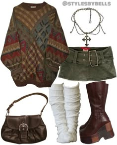 Hestia Outfit Aesthetic, Edgy Indie Aesthetic, Winter Fair Outfit Ideas, Boho Chic Going Out Outfit, Mini Skirt Long Sleeve Top Outfit, Vintage Maximalism Outfit, Elevated Indie Outfits, Earthy Classy Outfits, Earthy Tones Outfit Color Combos