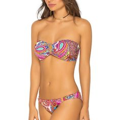 Victoria Secret Swim Bandeau Bikini Top- This Beautiful Paisley Blue/ Green Strapless Top Comes With A Tie To Make It A Halter. It Also Has Underwire And A Lift To Keep Everything In Place. The 1st 2 Pics Are To Show Shape And Fit. Bandeau Swimwear With Built-in Bra For Beach Party, Beachy Bandeau Swimwear With Built-in Bra, Strapless Stretch Tankini For Beach Party, Strapless Swimwear For Vacation, Multicolor Bandeau Tube Top For Vacation, Beach Season Tube Top With Built-in Bra, Strapless Tube Top For Beachwear, Stretch Tube Top For Beach Party, Fitted Strapless Tube Top For Beach