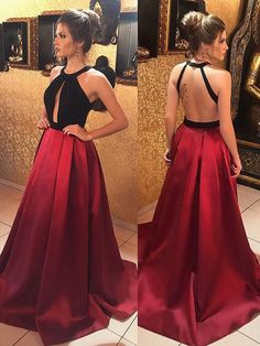 Unique Two Pieces Black Top Backless Burgundy Prom Dresses, Burgundy Formal Dresses, Evening Dresses Burgundy Formal Dress, Top Prom Dresses, Prom Dresses Long Mermaid, Prom Dresses Two Piece, Burgundy Prom Dress, Gowns Prom, Backless Prom Dresses, Satin Prom Dress, Formal Dresses Prom