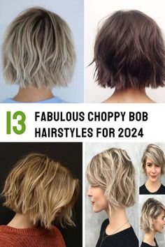 Revamp your look with 2024's most daring choppy bob hairstyles! From textured lobs to asymmetrical cuts, discover 13 fresh takes on this classic style that blend edge with effortless chic.  #ChoppyBob2024 #BobHairstyles #EdgyHaircuts #TexturedLob #AsymmetricalBob #ModernHaircuts #LowMaintenanceStyle #HairTrends2024 #ShortHairInspo #TousledBob Layered Mid Length Bob Hairstyles, Razored Ends Bob, Women’s Short Bob Hairstyles, Short Hairstyle Women Inverted Bob, Modern Choppy Bob, Wavy Bob Bangs Hairstyles, Fine Hair Choppy Bob, Short To Mid Length Haircuts For Fine Hair, Chunky Layered Bob