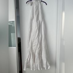 Super Cute Nwt, Mermaid Styled Maxi Linen Dress From Dish. Has An Open Back, A Little Stretch, And Is Fully Lined So There Is No See-Through. It’s A Thick Linen And Feel Very High Quality. Comes With A Dust Bag. Price On Tag Says 299, But I Bought On Sale. Would Be Super Cute For A Summer/Spring Bridal Or Wedding Event. White Maxi Length Halter Dress For Wedding, White Halter Maxi Dress For Wedding, Sleeveless Linen Maxi Dress For Formal Occasions, Formal Sleeveless Linen Maxi Dress, Formal Fitted Linen Maxi Dress, Lined Summer Maxi Dress For Wedding, Summer Wedding Maxi Dress Lined, Elegant Linen Halter Neck Dress, Fitted Linen Maxi Dress For Party