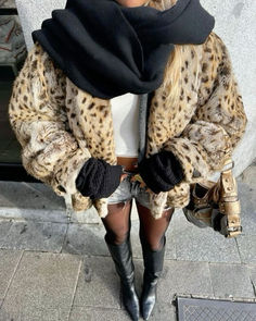 Leopard Boots Outfit, Leopard Jacket Outfit, Leopard Print Coat Outfit, Leopard Coat Outfit, Fur Coat Outfit, Leopard Boots, Leopard Coat, Leopard Jacket, Leopard Scarf