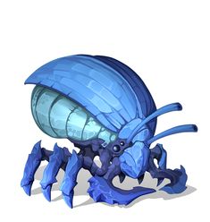 an image of a blue bug crawling on the ground