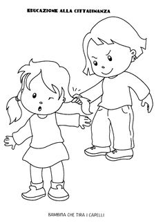 a coloring page with two children holding hands and the caption's name in spanish