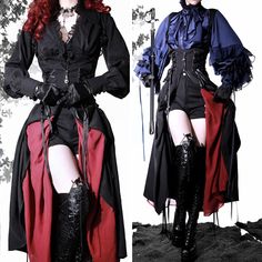 Black and red lace-up jumper skirt and gothic blouse Gothic Blouse, Skirt Blouse, Jumper Skirt, Black Jumper, Skirt And Blouse, Really Cute Outfits, Blouse Black, Red Lace, Black Blouse