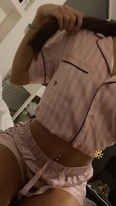 Tumblr Girly Aesthetic 2013, Cute Pajama Sets, Cute Lazy Day Outfits, Belly Piercing, Pink Girly Things, Lazy Day Outfits, Cute Pajamas