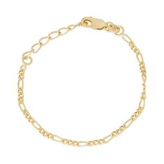 "Accessorize your little one's outfit with the classic style of this sterling silver figaro chain bracelet.CHAIN DETAILS Type: figaro Length: 4.5 in. with 1.5-in. extender Width: 2.25 mm Weight: 1.7 grams Clasp: lobster-claw Metal: sterling silver   Size: 4.5"". Color: Yellow. Gender: female. Age Group: kids." Classic Adjustable Figaro Chain Bracelet, Adjustable Classic Figaro Chain Bracelet, Adjustable Yellow Gold Figaro Chain Bracelet, Classic Adjustable Figaro Chain Bracelets, Adjustable Gold Figaro Chain Bracelet As Gift, Adjustable Figaro Chain Bracelet, Heart Anklet, Jewelry Clasps, Figaro Chains