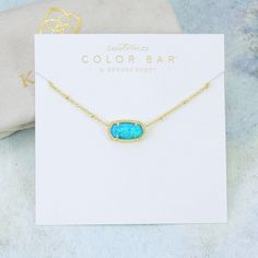 Nwot Kendra Scott Elisa Satellite Necklace ** Color Bar Combination We Will Accept Reasonable Offer, But No Offer Will Be Accepted For Bundle Deals, All Bundles Will Have 15% Discount Apply Automatically. - Turquoise Kyocera Opal - Gold Plated - 0.63” L X 0.38” W Pendant - 16” + 2" L Sliding Adjustable Chain - Lobster Clasp Will Come With A Necklace Holder & Dust Bag Teal Kendra Scott Necklace, Satellite Necklace, Opal Necklace Gold, Teal Necklace, Jewelry Kendra Scott, Kendra Scott Elisa, Kendra Scott Necklace, Preppy Girl, Necklace Holder