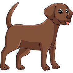 a cartoon brown dog standing with its tongue out and looking at the camera, on a white background