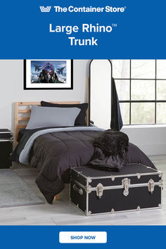 the container store large rhino trunk sale advertises for men's clothing and bedding