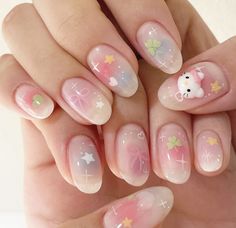 Nail Vibes, Kawaii Nail Art, Aesthetic Nail, Kitty Nails, Nail Board, Hello Nails, Hello Kitty Nails, Blush Nails, Pretty Gel Nails