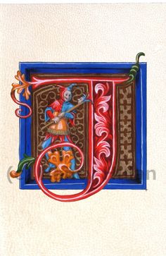 the letter j is decorated with an elaborately detailed design and decorative elements, including flowers