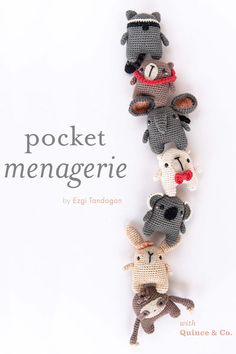 there are many stuffed animals together on the book cover for this page in crochet