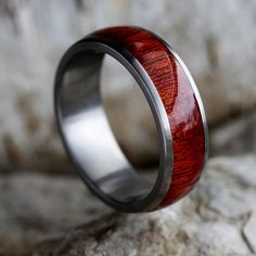 Bloodwood Wedding Band for Men Color Compliments, Ring Armor, Wooden Wedding Bands, Wedding Band For Men, Love Of Nature, Wood Wedding Band, Man Ring, Fairy Forest, Dark Wedding