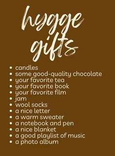 a brown poster with the words hege gifts written in white on top of it