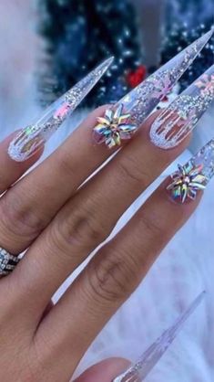 Christmas Nail Designs Acrylic, December Nails, Peach Nails, January Nails, Sweater Nails, Nails Design With Rhinestones, Nails Winter