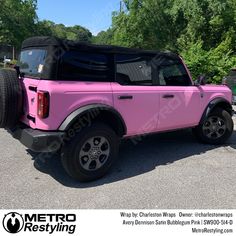 Wrapped by Charleston Wraps 

Owner @charlestonwraps 

#metrorestyling #paintisdead #carwrap #carwraps #vinylwrap #vinylwraps #carwrapping #vinylwrapping #vehiclewrap #vehiclewraps #ford #broncowrap #avery #averywrap #satinwrap #pinkwrap Pink Wrap, Ford Bronco, Bubblegum Pink, Charleston, Ford, Satin