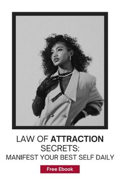 the law of attraction secrets book with an image of a woman wearing a jacket and tie