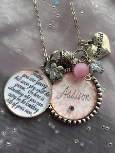 a necklace that has some charms on it