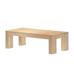 a wooden table sitting on top of a white floor