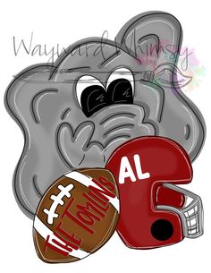 an elephant with a football helmet on it's back and the word al in front