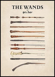 harry potter's wands are displayed in this poster