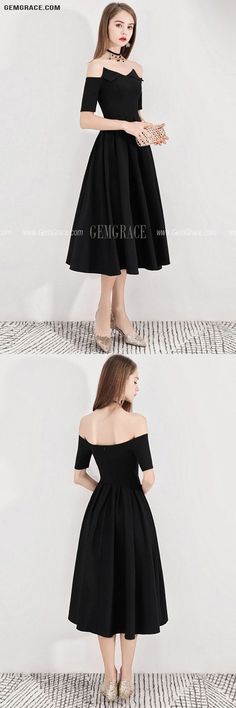 Homecoming Dresses Simple, Dresses Semi Formal, Trendy Dress Styles, Dress Tea Length, Simple Homecoming Dresses, Midi Party Dress, Black Homecoming Dress, Semi Formal Dresses, Homecoming Dresses Black