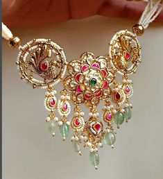 Moti Necklace, Mango Haram, Punjabi Jewelry, Simple Necklaces, Jadau Jewellery, Bridal Jewellery Earrings, Gold Peacock, Traditional Necklace, Bridal Jewelery