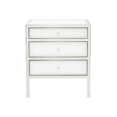 a white nightstand with two drawers on each side