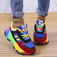 Details: Material: Rubber, PU Style: Casual, Sportswear, Daily Element: Patchwork Shoes Closure Type: Elastic Band Shoes Toe Type: Round Shoes Type: Out Door Size(in) Foot Length US5[EU35] 8.9 US6[EU36] 9.1 US6.5[EU37] 9.3 US7.5[EU38] 9.4 US8.5[EU39] 9.6 US9[EU40] 9.8 US9.5[EU41] 10 US10.5[EU42] 10.2 US11[EU43] 10.4 Tips:Due to the many variations in monitors, the color in the image could look slightly different, please take physical design and color shall prevail.Please allow 0.4"-1" differs du Multicolor Synthetic Lace-up Sneakers, Multicolor Lace-up Sneakers For Jogging, Sporty Color Block Sneakers With Round Toe, Casual Blue Lace-up Running Shoes, Color Block Low-top Synthetic Sneakers, Color Block Lace-up Synthetic Sneakers, Multicolor Low-top Sneakers With Laces, Colorful Casual Lace-up Sneakers, Multicolor Low-top Platform Sneakers With Vulcanized Sole