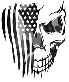 a skull with an american flag on it