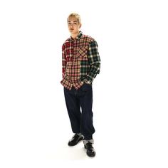 A relaxed fitted plaid color blocked patchwork shirt. Patchwork Shirt, Flannel Shirts, Mens Button Up, Fall Floral, Lifestyle Shop, Brand Colors, Scandinavian Style, Flannel Shirt, Free Shopping