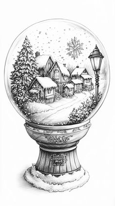 15 Whimsical Christmas Drawing Ideas That Will Transform Your Art This Holiday Season 1 Christmas Wonderland Drawing, Christmas Sketches Ideas, Snow Ball Drawing, Christmas Drawing Landscape, Christmas Drawing Inspiration, Xmas Drawing Ideas For Kids, Christmas City Drawing, Winter Scenes Drawing, Christmas Sketch Ideas Creative