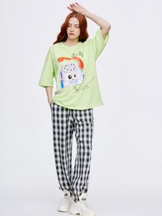 Oversized 'Phone Time!' Tee - Urlazh New York Sleeve Cotton, Pajama Pants, Sweat Shirt, Cotton Blend, Crew Neck, Pants, T Shirt, How To Wear