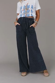 Relaxing Robin Wide Leg Pant - New Navy | Three Bird Nest Cute Pants, Wide Leg Pant, Pretty And Cute, Beautiful Outfits, French Terry, Wide Leg Pants, Full Length, Wide Leg, My Style