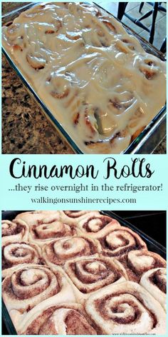 cinnamon rolls with icing in the middle and on top