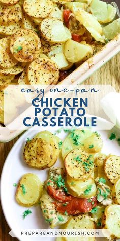 chicken and potato casserole with parsley on the side