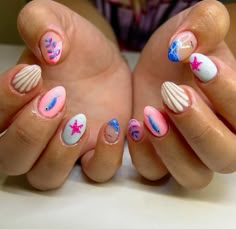 #nails #nailart #nailsofinstagram #naildesign #nailsnailsnails Cute Beach Nails, Teen Nails, Holloween Nails, Tropical Nails, Hello Nails, Hippie Nails, Simple Gel Nails