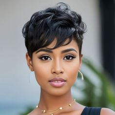 Short Human Hair Pixie Wigs Pixie Cut Short Black Wavy Wigs Layered Short Wigs | eBay Pixie Cut Straight, Pixie Wigs, Black Pixie, Hair Layered, Wigs Black, Short Black Hair, Natural Hair Cuts