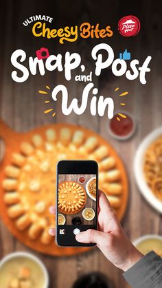 a person taking a photo of food on their phone with the caption snap and post win