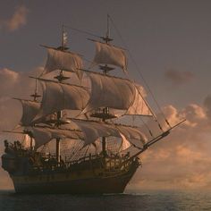 an animated pirate ship sailing in the ocean