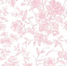 a pink floral wallpaper with lots of flowers