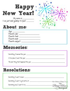 new year's resolution card with fireworks