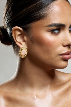 Essie | Nude Pendant Gold Earrings Feminine Gold-plated Gold Earrings, Feminine Gold-plated Earrings, Feminine Gold Plated Gold Earrings, Health And Hygiene, Pierced Jewelry, Information Design, Pendant Gold, Vacation Outfits, Gold Studs