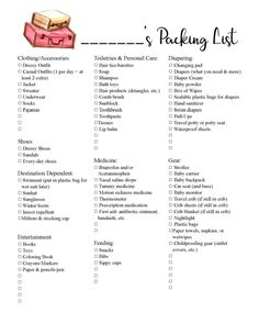 Business Trip Packing, Organizing Printables, Travel Potty