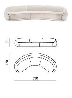 a drawing of the back and side of a couch with measurements for each seat, including one