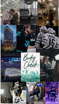 the collage shows hockey players in their uniforms