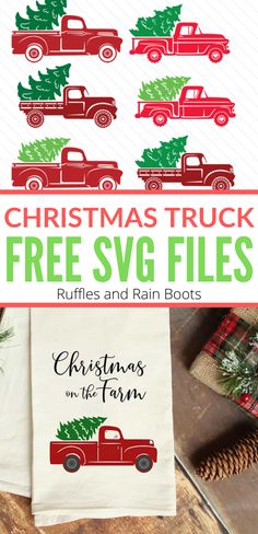 christmas truck svg files are on the table